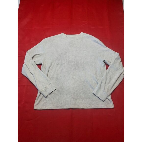 American Eagle Long Sleeve Waffle Crew Neck Thermal Light Gray Logo Men’s Large - Picture 1 of 9